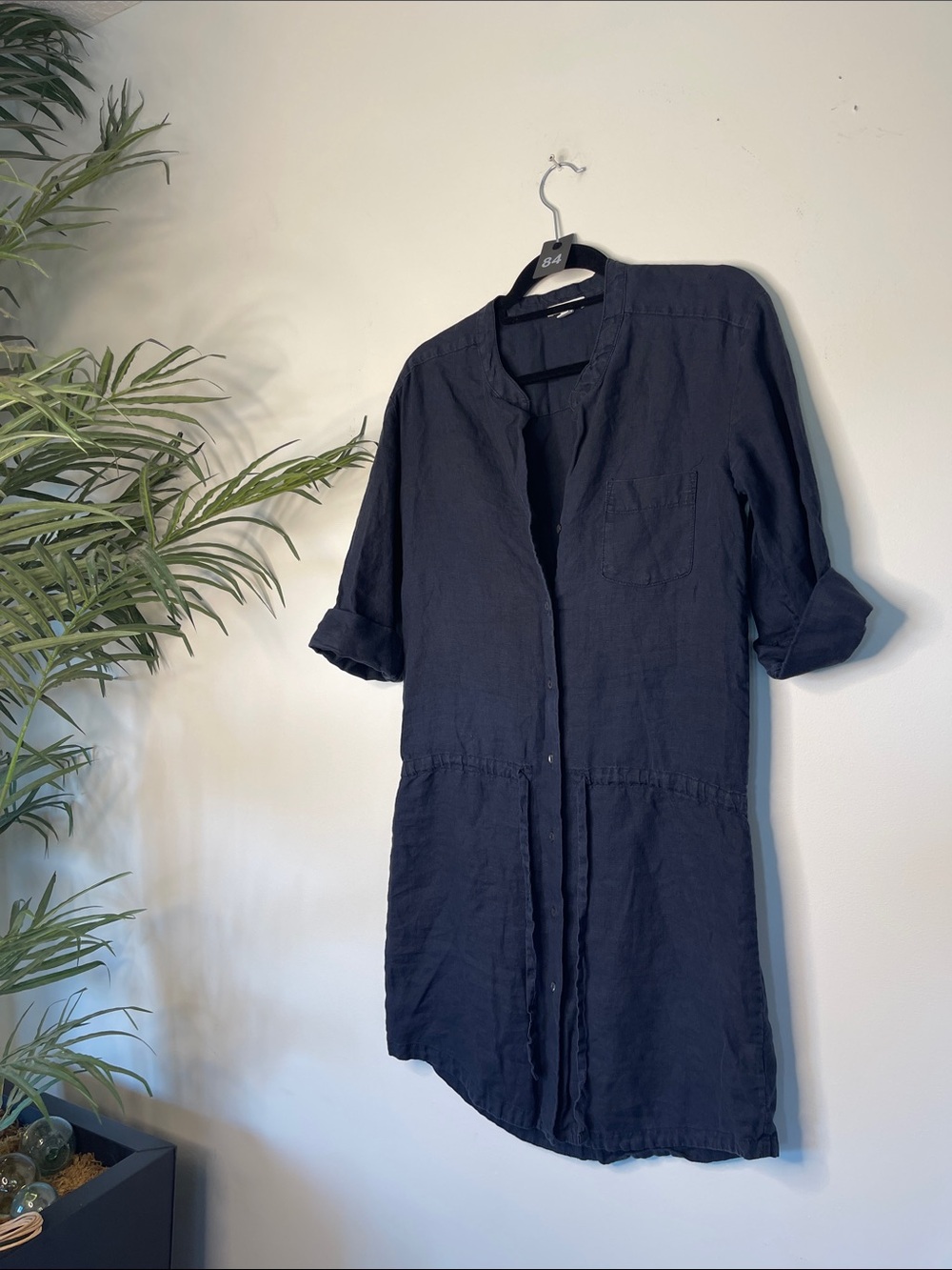 84. James Perse Navy Blue Pure Linen Shirt Dress | 20/39